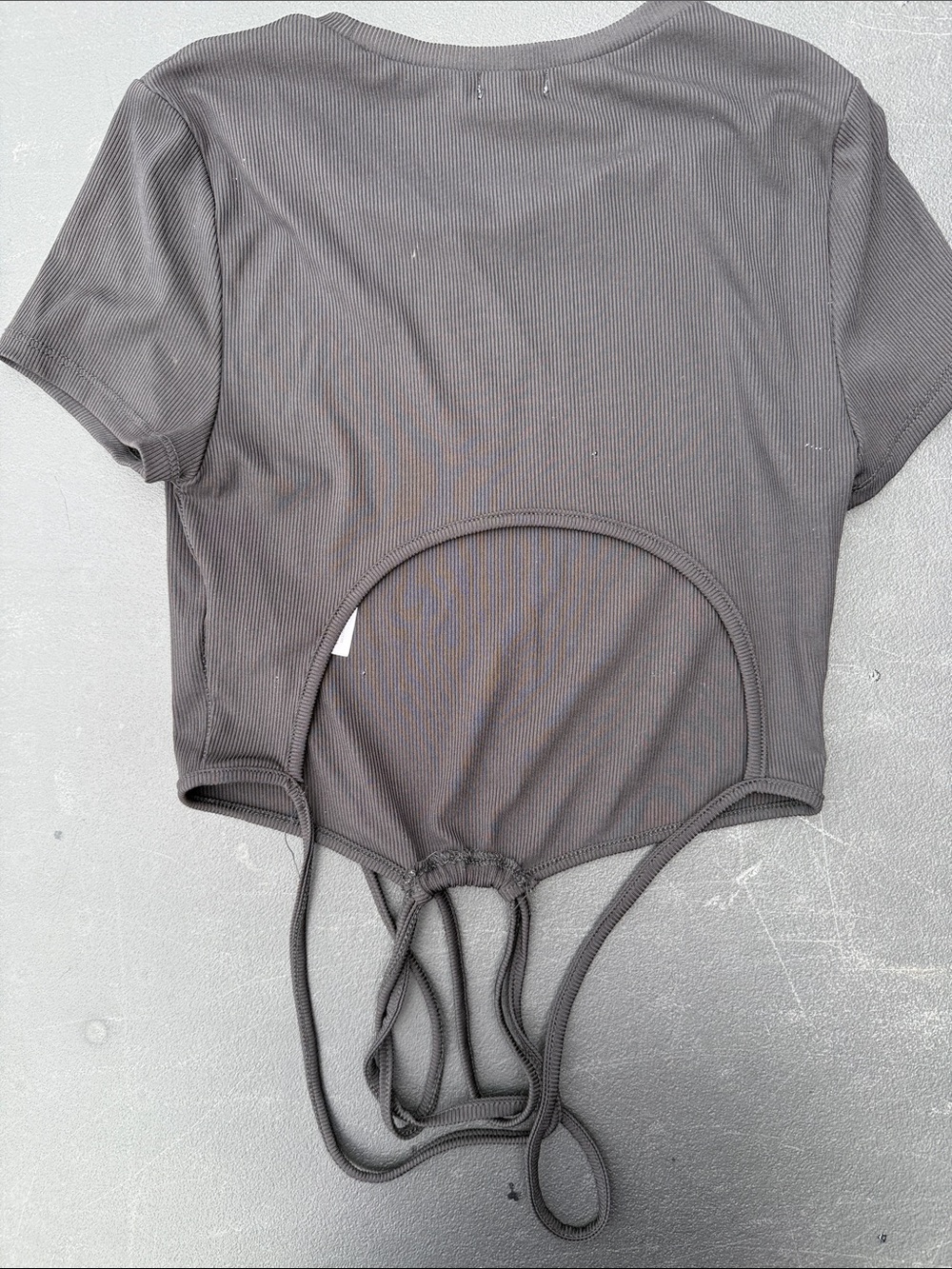Garage Black Ribbed Drawstring Crop Tee - Picture 2 of 3